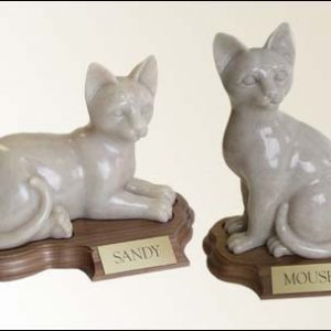 two cat white figurine