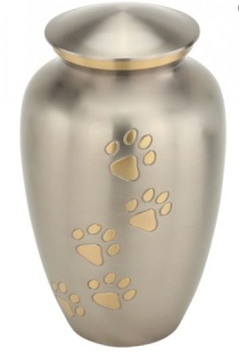 Silver Brass Paw Print Pet Urn | Agape Pet Services