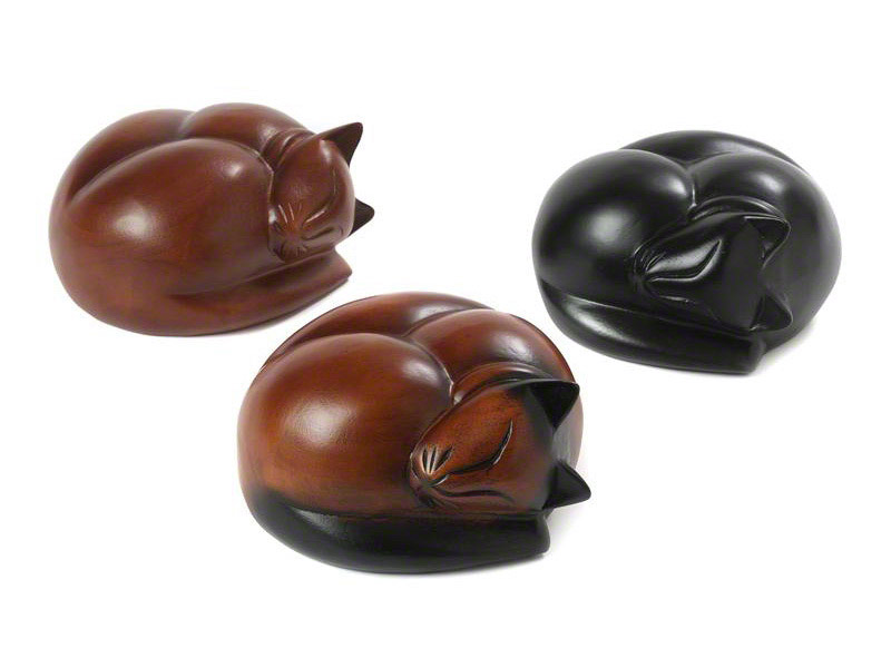 Sleeping Cat  Brown Pet Cremation Urn for Ashes