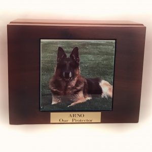 Walnut Dog Urn Memorial Box Front