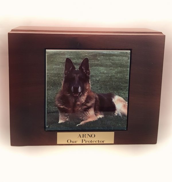 Walnut Dog Urn Memorial Box Front