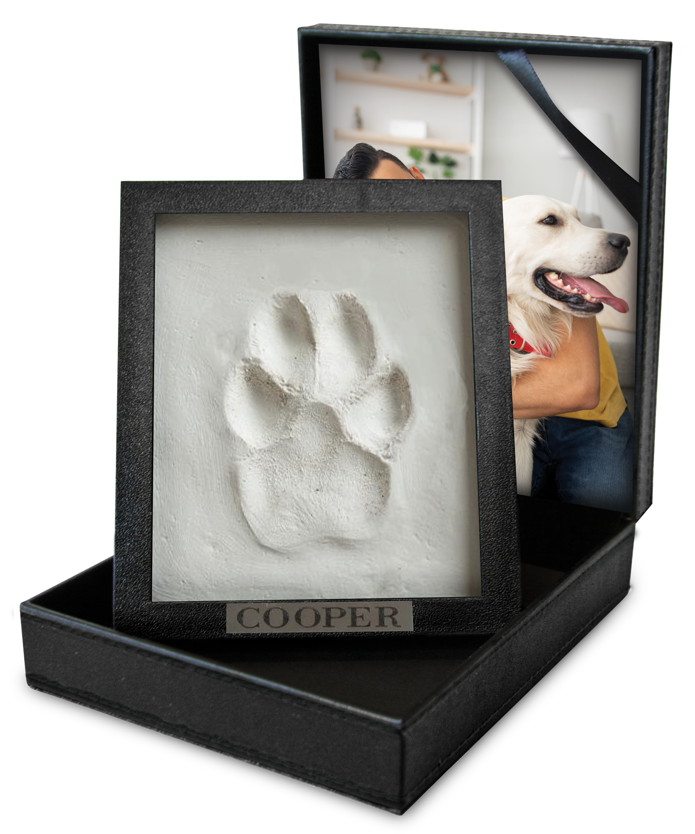 Clay Paw Print Keepsake  Dog & Cat Paw Print Impression Display